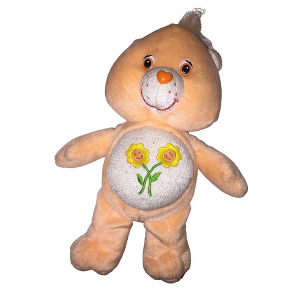 Care Bears Friendship Bear Plush - Orange Bear with 2 Yellow Flowers on Belly - - Picture 1 of 8